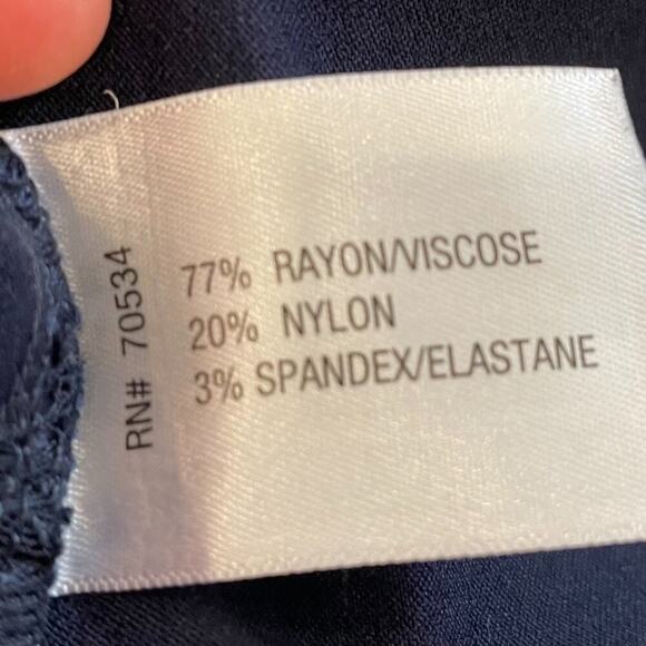 Orvis Navy Geometric Print Stretch Pull On Mid-High Waist Straight Leg Pant, 10 - Picture 5 of 8